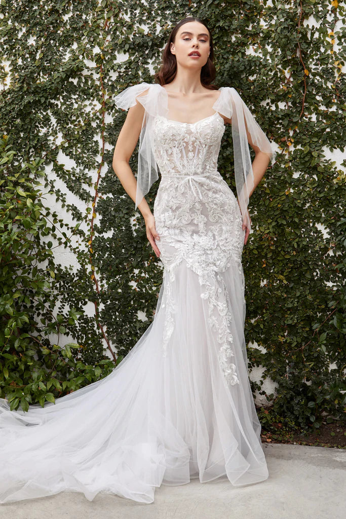 Andrea and Leo - A1086W Bow Draped Corset Bridal Gown 10 / Off-White/Nude Andrea and Leo - A1086W Bow Draped Corset Bridal Gown 10 / Off-White/Nude