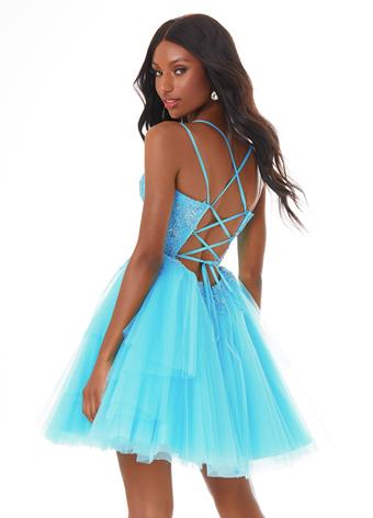 Ashley Lauren 4299 Pleated short cocktail dress corset back homecoming dress   Available colors:  Aqua, Blush  Available sizes:  0-14  Major princess vibes in this pleated tulle cocktail dress. The corset bustier is adorned with embroidered lace appliques and stones. The dress is completed with a lace-up back to provide you the perfect fit!  Pleated Tulle Embroidered Lace Bustier Lace Up Back