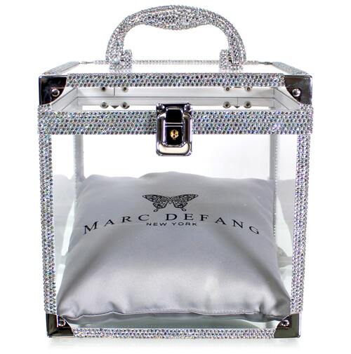 Marc Defang Crystal Crown Sash Box Pageant Clear AB Rhinestone - Please leave crystal color wanted in comments box at checkout. Please allow 30 days to be custom made. DESCRIPTION Large Size Crown box - Fits all crown sizes Small silver Marc Defang Satin pillow is included in the price Dimension: 8" X 8" X 8" (Width, Height, depth) Light weight, total weight 1.75 lbs. easy to carry Featured crystal color: AB Crystals 