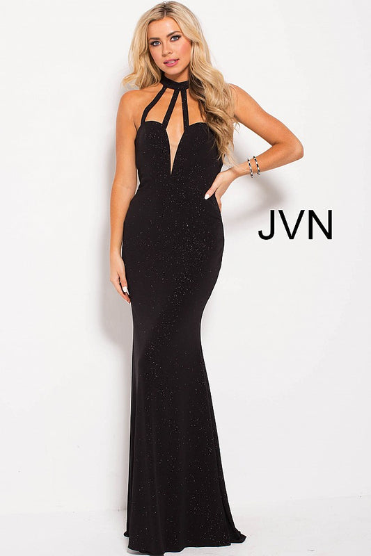 Jovani JVN 60600 Size 6 Black glitter jersey Sexy Formal Dress Backless Strappy