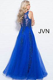 Jovani JVN59046 Fuchsia Prom Dress  Size 12 Sheer Tulle Lace High Neck Ballgown Formal Gown