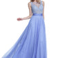 CD 255 Size 4 Fuchsia Long Chiffon Sheer Pearl Rhinestone A Line Prom Dress Pageant Gown