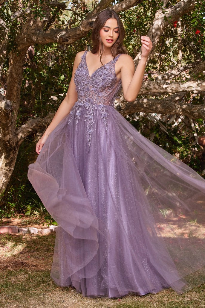 Ladivine CD 0181 Long A Line Sheer Shimmer 3D Floral Lace Prom Dress V Neck Formal Gown is designed for special occasions. This elegant designer piece is crafted from layered tulle and embellished with beaded lace and three-dimensional flowers blooming from the bodice, creating a fairytale effect. It also features a V-neckline and open swoop back, making it a timeless piece perfect for Prom or any formal event.  Sizes:   Colors: XS-3X (Size Chart in Pictures)