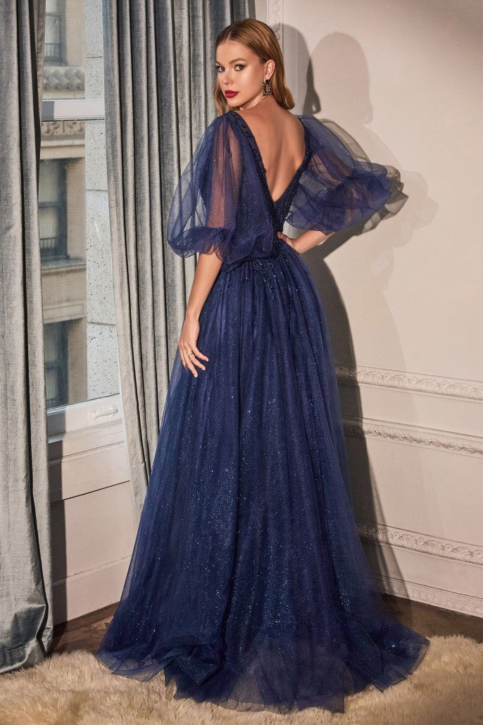 CD 0182 Size 18 A Line Shimmer Long Sheer Puff Sleeve Mother Of Dress Formal Evening Gown CD 0182 Size 18 A Line Shimmer Long Sheer Puff Sleeve Mother Of Dress Formal Evening Gown