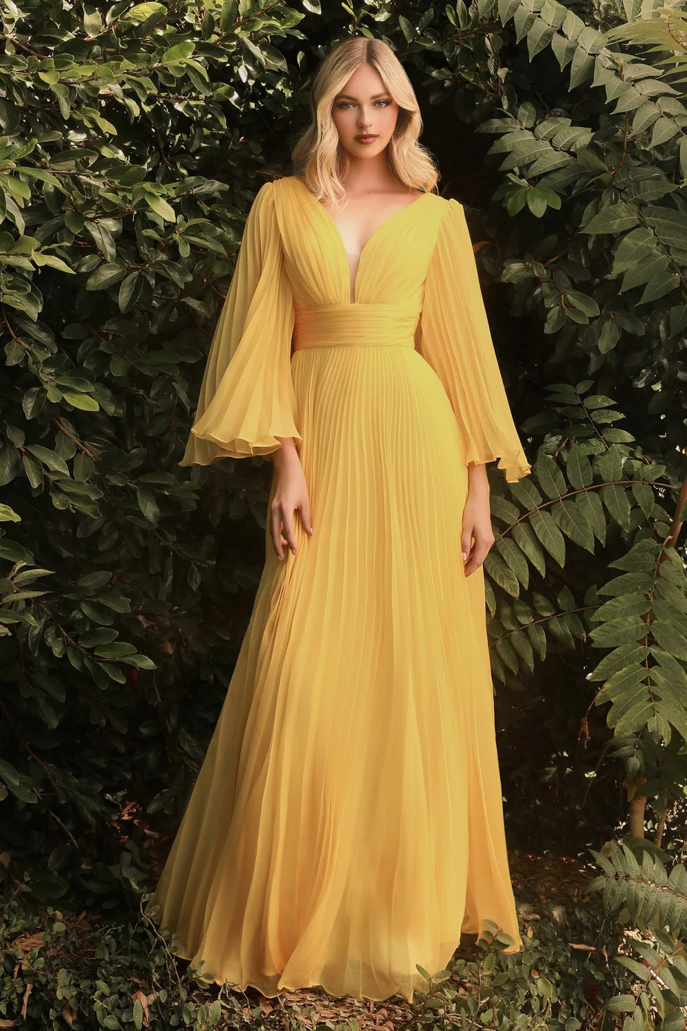 Bell sleeve yellow dress hot sale