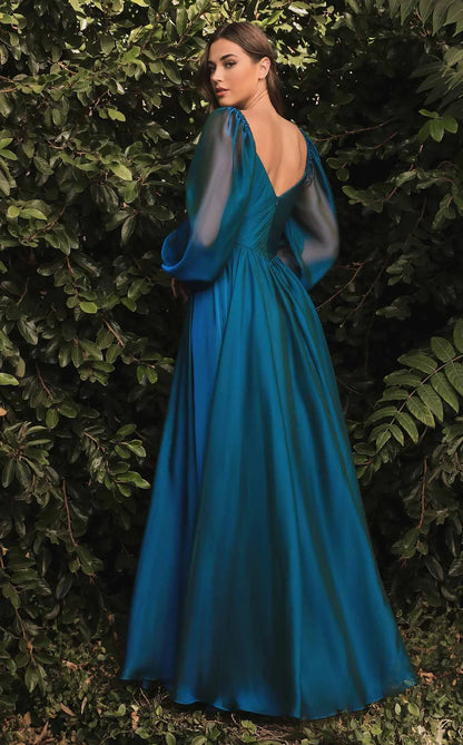 Ladivine CD243 CD243C Long Sleeve Chiffon A Line Formal Dress V Neck Bridesmaid Dress Bridesmaid Be tantalized by the allure of this fascinating Cinderella Divine CD243 creation. Fluttering into an ethereal silhouette, this gown flatters with a sweetheart neckline on a pleat-rendered bodice. Styled with a v-open back and framed with long bishop sleeves, the A-line skirt flutters into a floor grazing hemline with a sweeping train. Be impressed with the captivating style of this Cinderella Divine masterpiece.