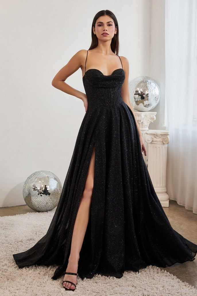 Ladivine CD252 Long Shimmer A Line Maxi Slit Ballgown Corset Prom Dres Glass Slipper Formals Ladivine CD252 Long Shimmer A Line Maxi Slit Ballgown Corset Prom Dres Glass Slipper Formals