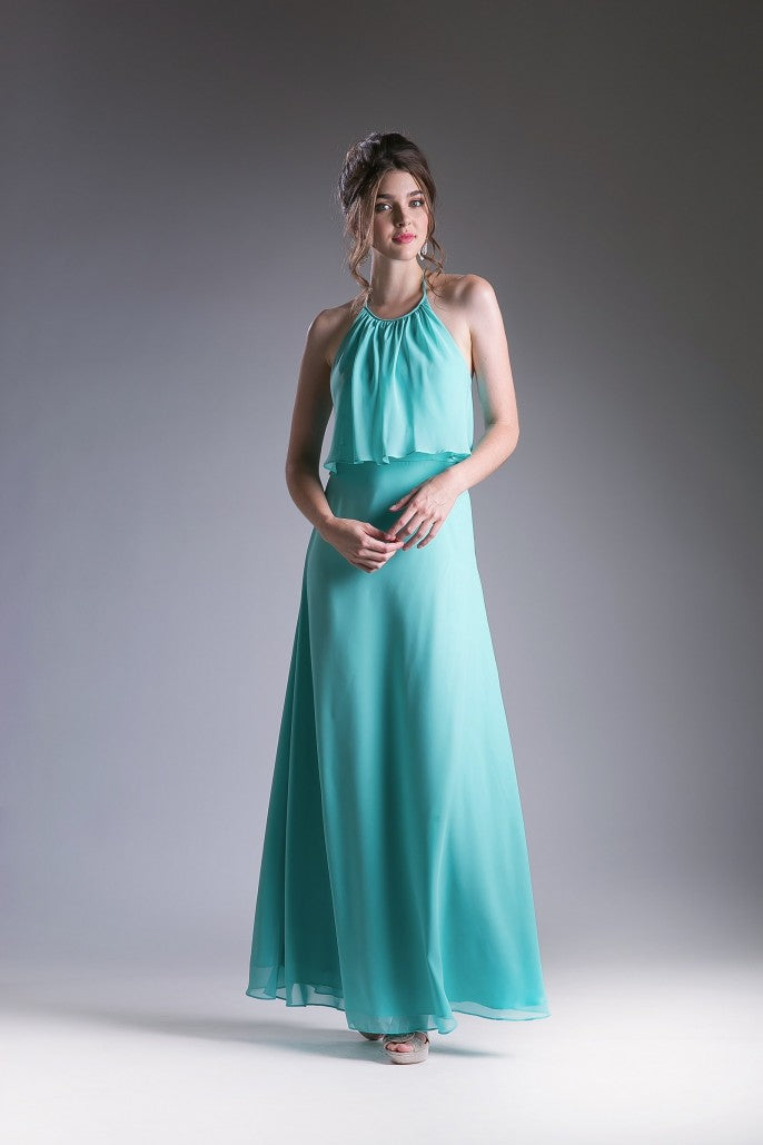 CD 130 Size 8 Mint Green Long Chiffon Halter Formal Dress Draped Bodice Bridesmaid Gown CD 130 Size 8 Mint Green Long Chiffon Halter Formal Dress Draped Bodice Bridesmaid Gown