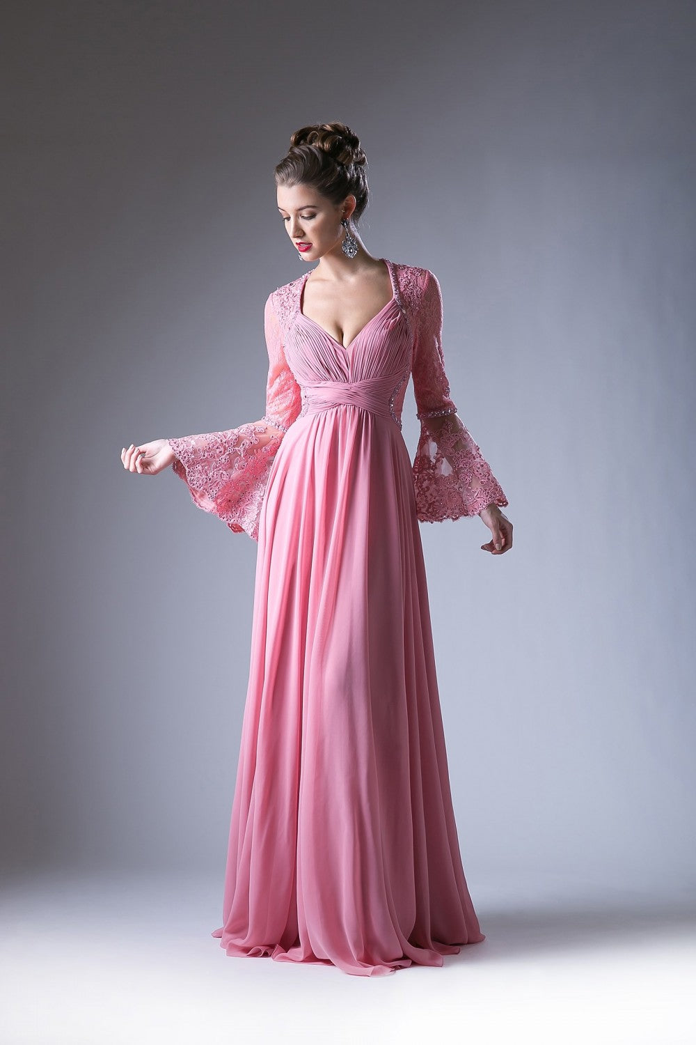 CD774 Size 10 Burgundy Bell Sleeve Mother Of Dress Formal Gown CD774 Size 10 Burgundy Bell Sleeve Mother Of Dress Formal Gown
