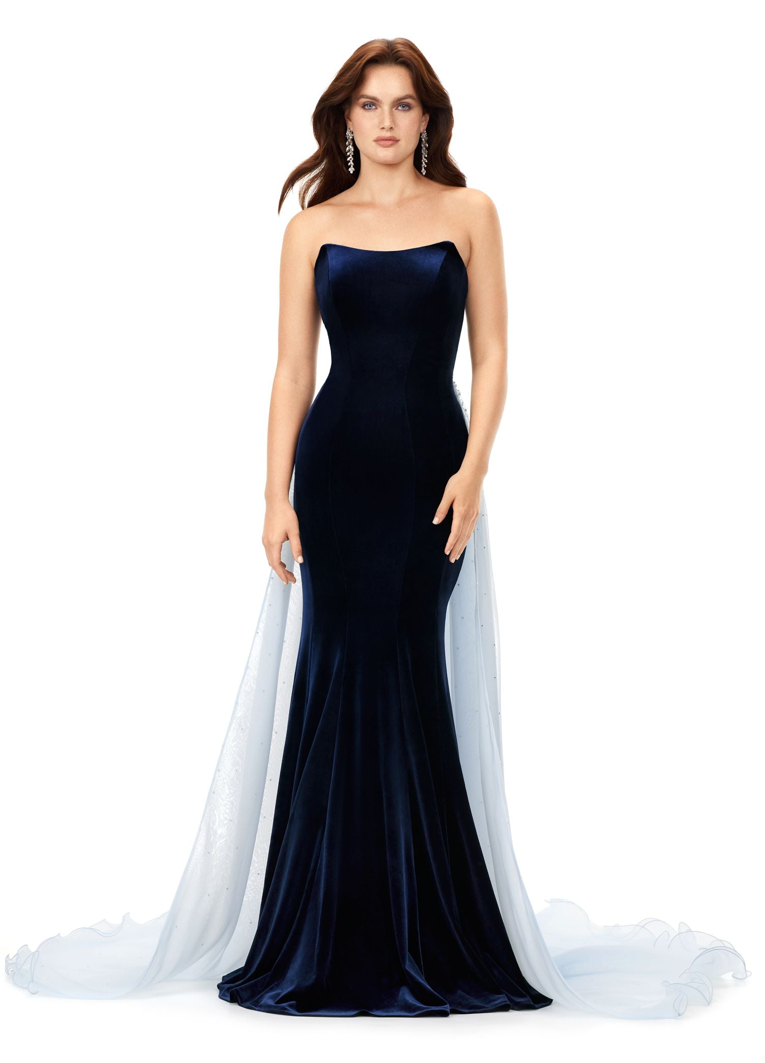 Ashley Lauren 11311 Long Prom Dress Strapless Velvet Evening Gown with Organza Overskirt Formal Pageant 8 / Black/Ivory Ashley Lauren 11311 Long Prom Dress Strapless Velvet Evening Gown with Organza Overskirt Formal Pageant 8 / Black/Ivory