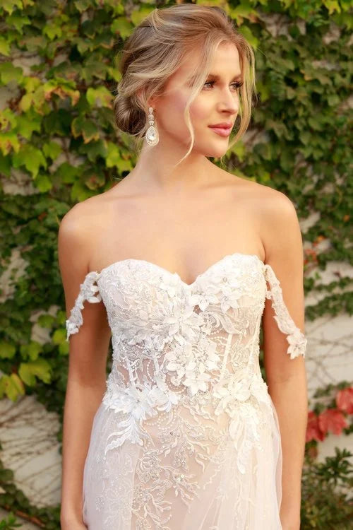 off the shoulder empire waist wedding dress C2023-EW46B