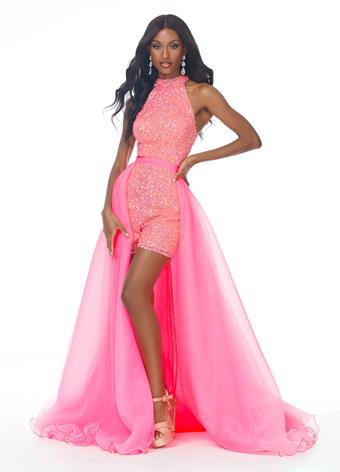 Ashley Lauren 1740 Size 4, 8, 10 Hot Pink Organza Overskirt Wire Hem Pageant Prom Wear Layers