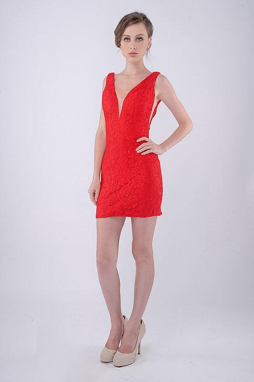 Nina Canacci 266 is a short fitted formal lace cocktail dress. Featuring a V neckline and sheer mesh side panel sides. This simple & Elegant style is perfect for any formal or semi formal event! Open V back. Available Sizes: 0,2,4,6,8,10,12  Available Colors: IVORY, NAVY, RED, BURGUNDY
