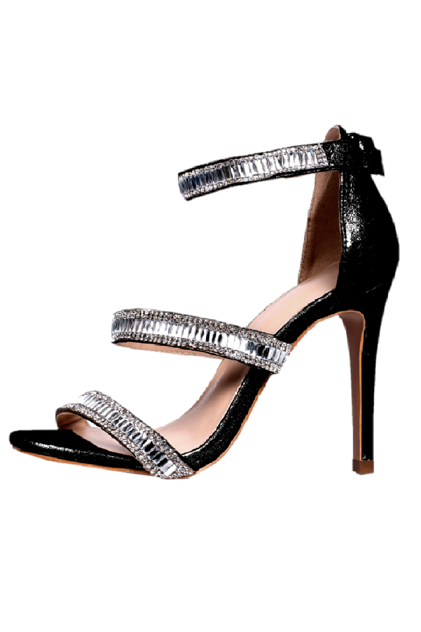 Sweeties ELLA Black Crystal Straps High heel Pump open toe Formal Shoe