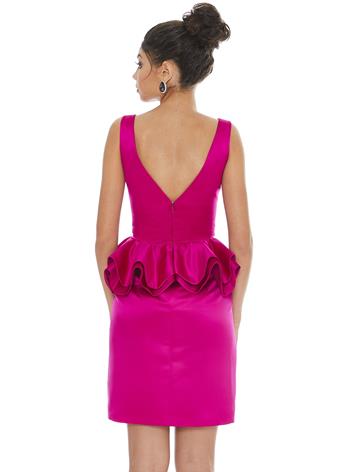 Ashley Lauren 4217 Peplum heavy satin v neckline fitted cocktail dress pageant wear.  Make a statement in this peplum satin cocktail dress. The V-neckline and V-back add a modern flair to this classic silhouette