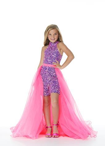 Ashley Lauren 8067 Pair this kids organza overskirt with wire hem with your favorite ASHLEYlauren jumpsuit, romper or cocktail dress.  Shown with 8031 romper sold separately Overskirt only  In Stock - Hot Pink size  4, 6, 8, 10  Available Colors Hot Pink, Ivory, Fuchsia, Lilac, Pink, Royal, Sky  Available Sizes  4, 6, 8, 10, 12, 14
