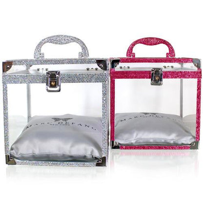 Marc Defang Crystal Crown Sash Box Pageant Clear AB Rhinestone - Please leave crystal color wanted in comments box at checkout. Please allow 30 days to be custom made. DESCRIPTION Large Size Crown box - Fits all crown sizes Small silver Marc Defang Satin pillow is included in the price Dimension: 8" X 8" X 8" (Width, Height, depth) Light weight, total weight 1.75 lbs. easy to carry Featured crystal color: AB Crystals 