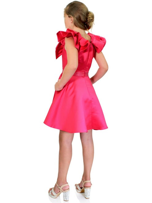 Marc Defang K6013 Short A Line Girls Pageant Cocktail Dress Interview Bow This stunning dress works perfectly for interview, fun fashion, as well as formal occasions Featured color:All colors are available. Hand crafted crystals on the waistband  Bow front Multiple pleated collar, front and back  2 side pockets! Center back invisible zipper Inner lining for silky comfortv Available Sizes: 4-14 Available Colors: See swatch chart Please Allow 30 Days for Delivery