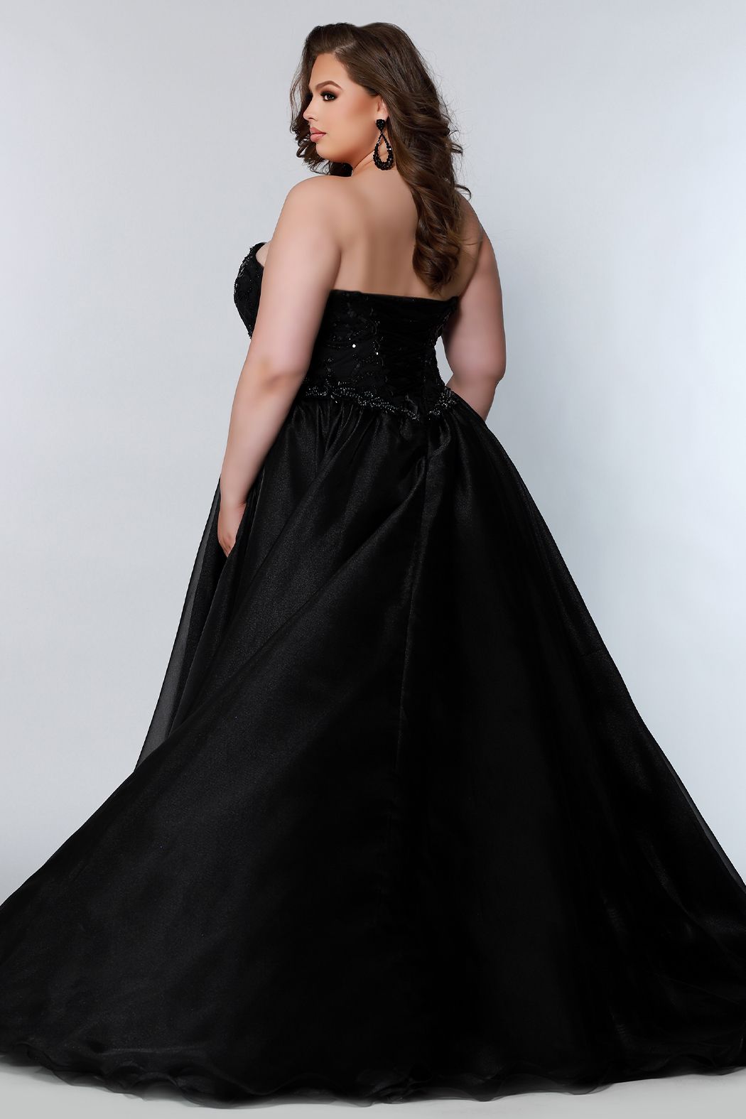 Johnathan Kayne for Sydney's Closet JK2206 Column Prom Dress with Overskirt Strapless Sequins JK 2206