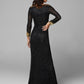 Primavera Couture 3614 is a long sleeve fitted fully Embellished formal prom dress evening gown. Featuring a high neckline and long sheer sleeves. This gown is accented with cut glass pieces around the neckline, end of sleeves & Around the slit on this stunning Prom & Pageant Gown. Sweeping train.  Available Sizes: 00,0,2,4,6,8,10,12,14,16,18,20,22,24  Available Colors: Black/Gold, Black/Multi, Ivory, Raspberry
