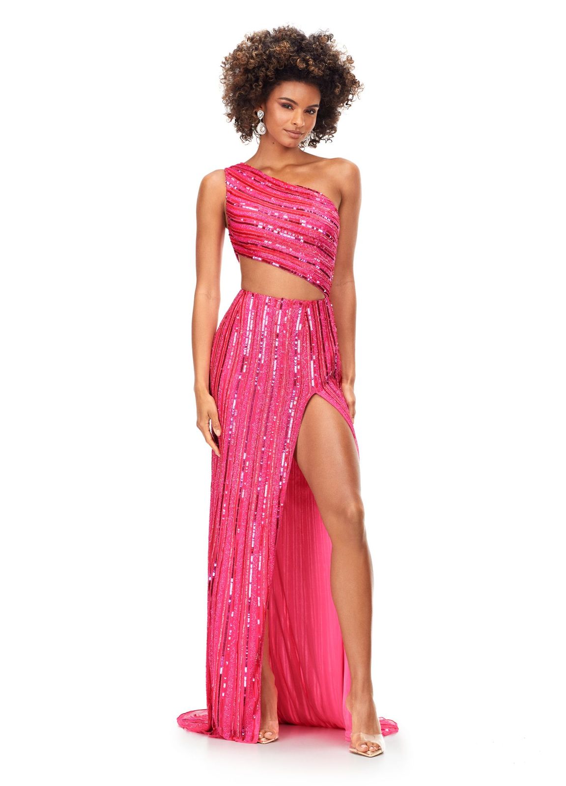 Ashley Lauren 11240 One Shoulder Sequin Prom Dress with Cut Out
