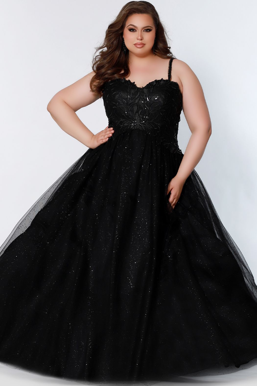Puffy Cap Sleeves Black Long Prom Dress with Appliques, Charming Beadi –  cherishgirls