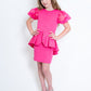 Marc Defang 8123k girls, kids preteens pageant interview dress puff sleeve peplum skirt
