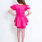 Marc Defang 8123k girls, kids preteens pageant interview dress puff sleeve peplum skirt