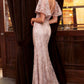 CD 061 Size 10 Long Lace Mother Of Formal Evening Gown Ruffle Sleeve V Neck Dress
