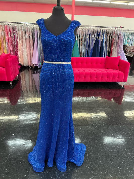 Jovani 62499 size 8 Royal Blue Sequin Prom Dress Evening Gown