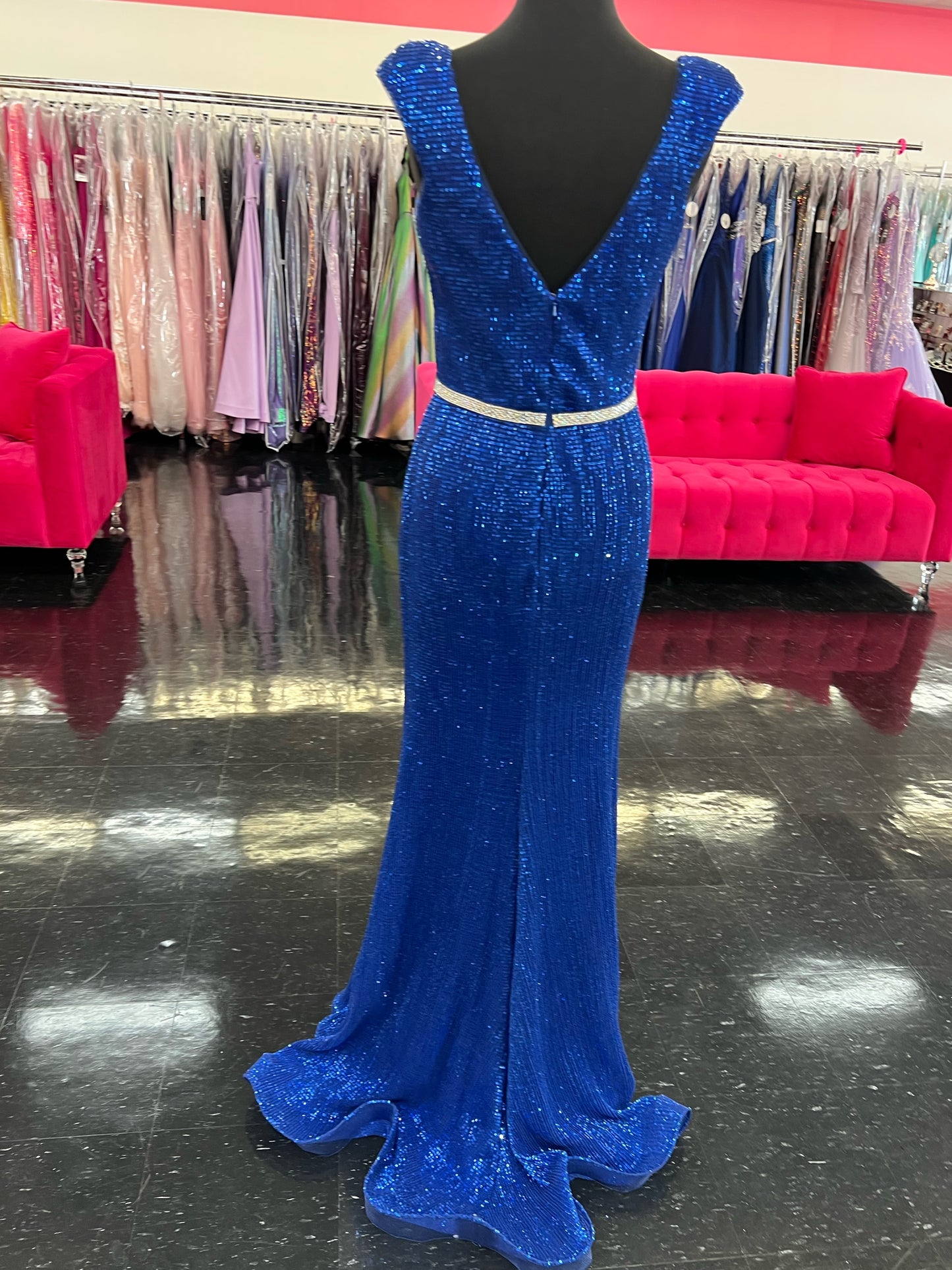 Jovani 62499 size 8 Royal Blue Sequin Prom Dress Evening Gown