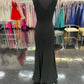 Jolene Collection 19049 Size 10 Black Glitter Jersey Fitted Mermaid Prom Dress Plunging Neck 2020
