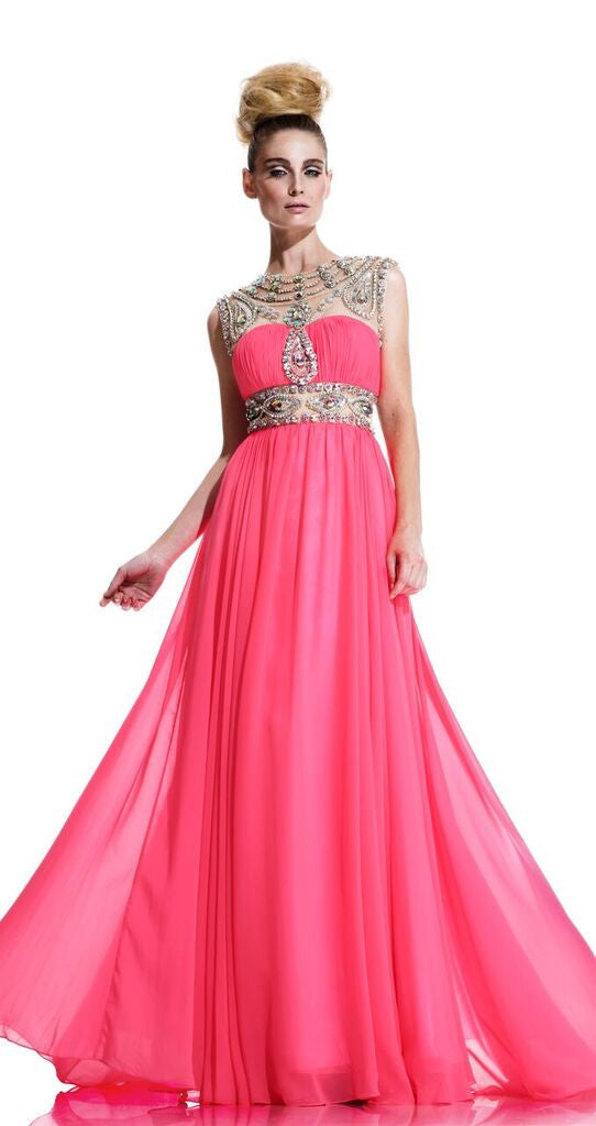 Johnathan Kayne 596 Size 8 Crystal pageant gown Neon Pink prom dress
