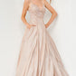 Jovani JVN2206 Shimmer Sheer Lace Ballgown Prom Dress Pockets Iridescent