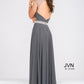 Jovani JVN 48641 size 4 Gunmetal Long A Line Formal Dress Embellished Gown High Neck