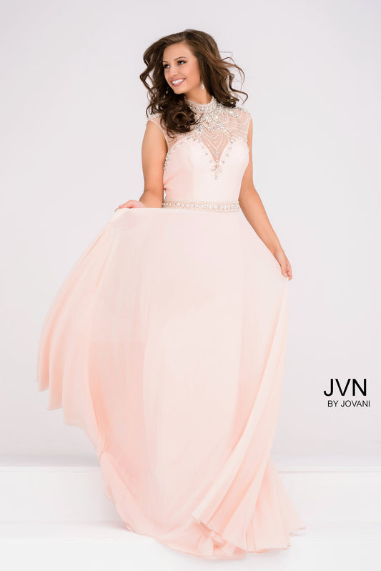 Jovani JVN 48641 size 12 Blush Long A Line Formal Dress Embellished Gown