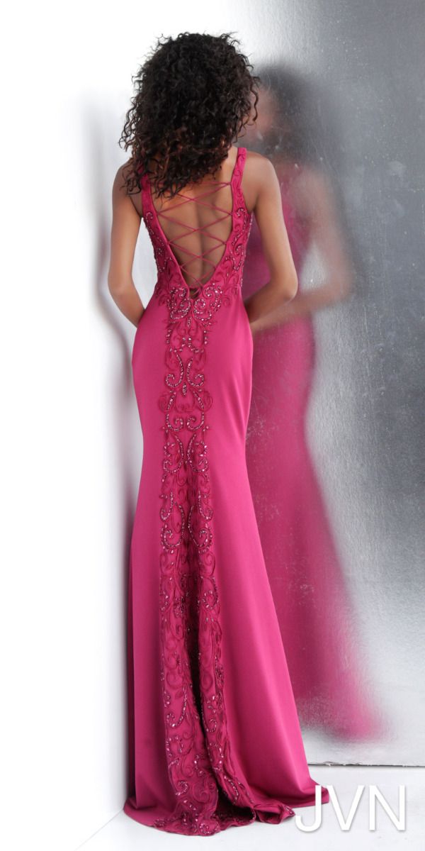 Jovani JVN 64122 Size 4 Raspberry Prom Dress Pageant Gown formal evening