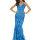 Ashley Lauren 11015 Shine bright in this spaghetti strap sequin evening gown. The bustier of this prom dress has an illusion V-Neckline and a deep V-Back. The skirt on this pageant gown is finished with horsehair.  Colors Rose, Purple, Royal  Sizes  0, 2, 4, 6, 8, 10, 12, 14, 16, 18, 20, 22, 24  V-Neckline Spaghetti Straps Low Back Sequin