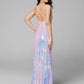 Primavera Couture 3441 is a iridescent sequins long formal Prom Dress, Pageant Gown, Wedding Dress & Formal Evening Wear gown. Featuring a v neckline with Iridescent Multi sequins and Hand Embellishments. This evening gown is perfect for any formal event! Slit in skirt. Color Pink
