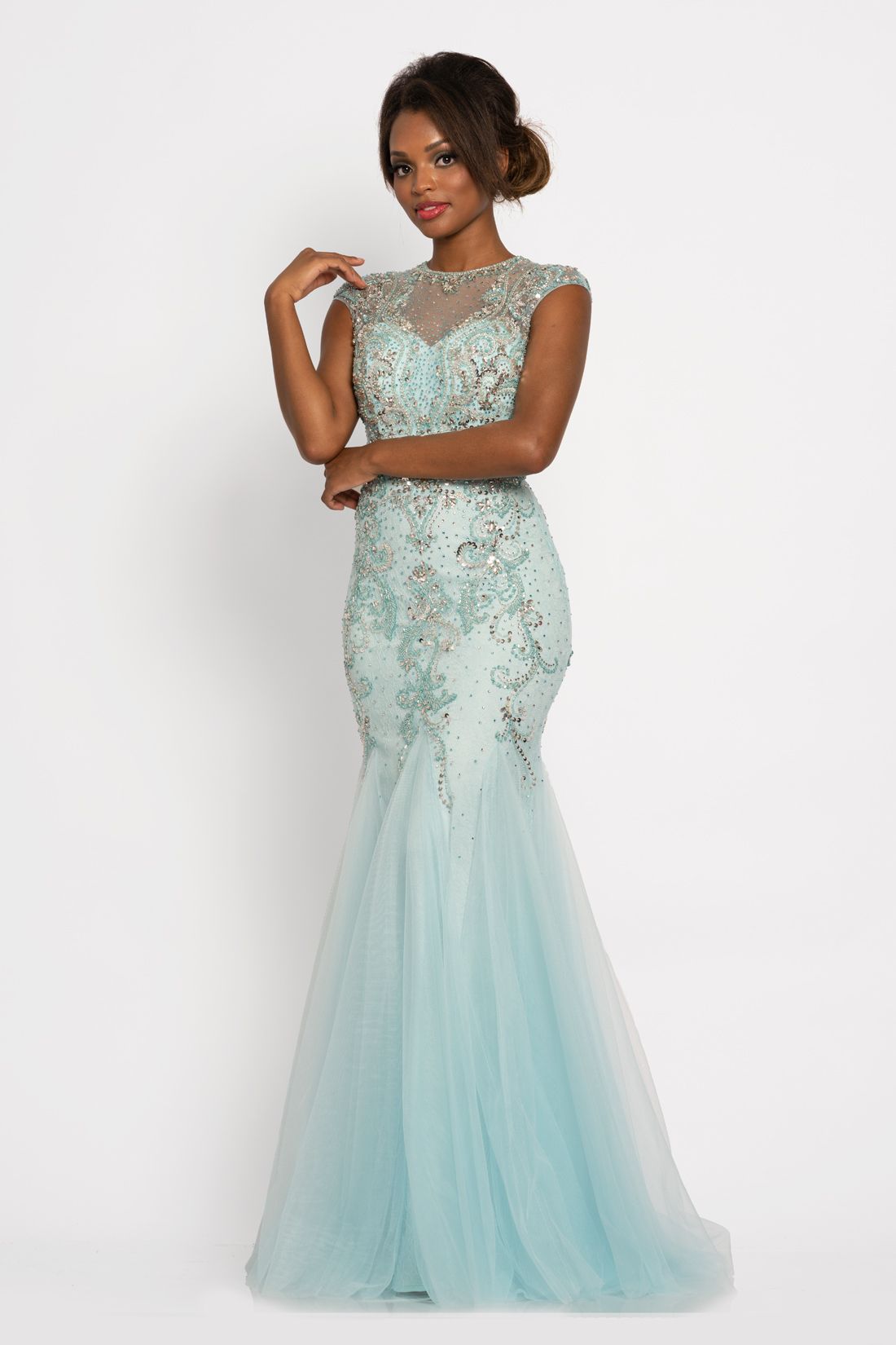 Johnathan Kayne 9039 Illusion Lace Evening Dress Cap Sleeve Mermaid Prom Dress Pageant gown