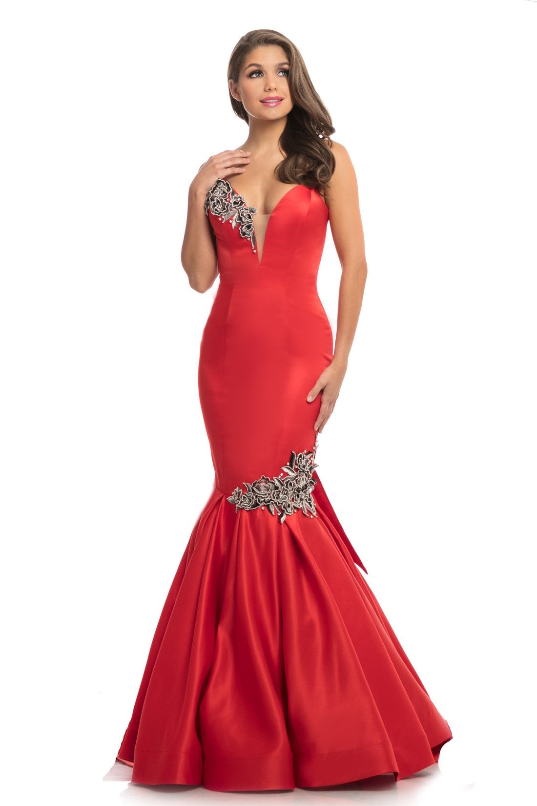Johnathan Kayne 9030 Sating Mermaid Formal Prom Dress Pageant Gown Size 6 Red