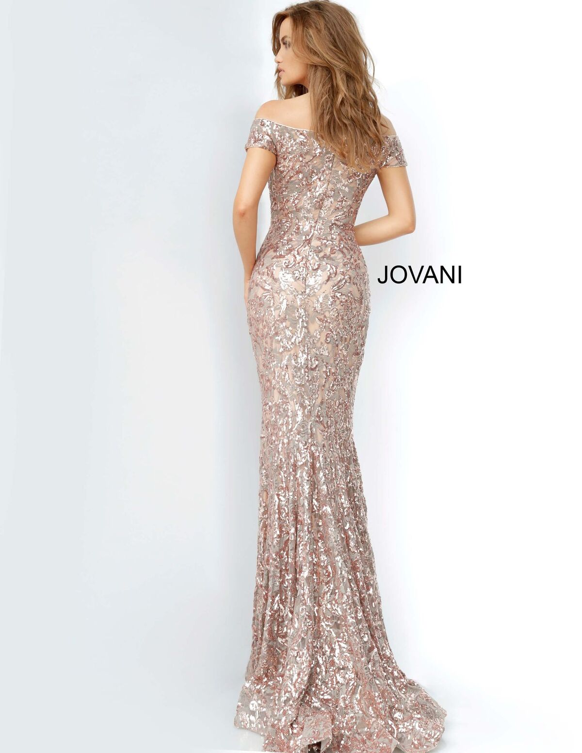 Jovani 1122 off the shoulder fitted mermaid sequin prom dress evening gown pageant dress   Available colors:  Copper  Available sizes:  00-24