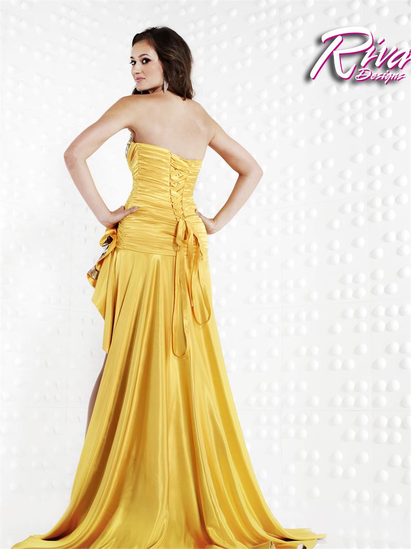 Riva R9456 Size 8 Sunflower prom Dress High Low Satin Gown Zebra Print Formal Crystal Short Gown Train