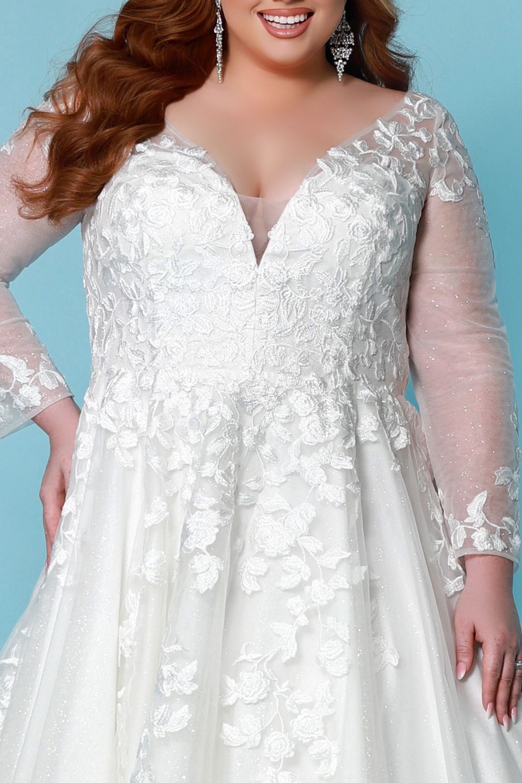 Sydney's Closet SC5267 A line Wedding Dress lace long sheer sleeves SC 5267 Shirley