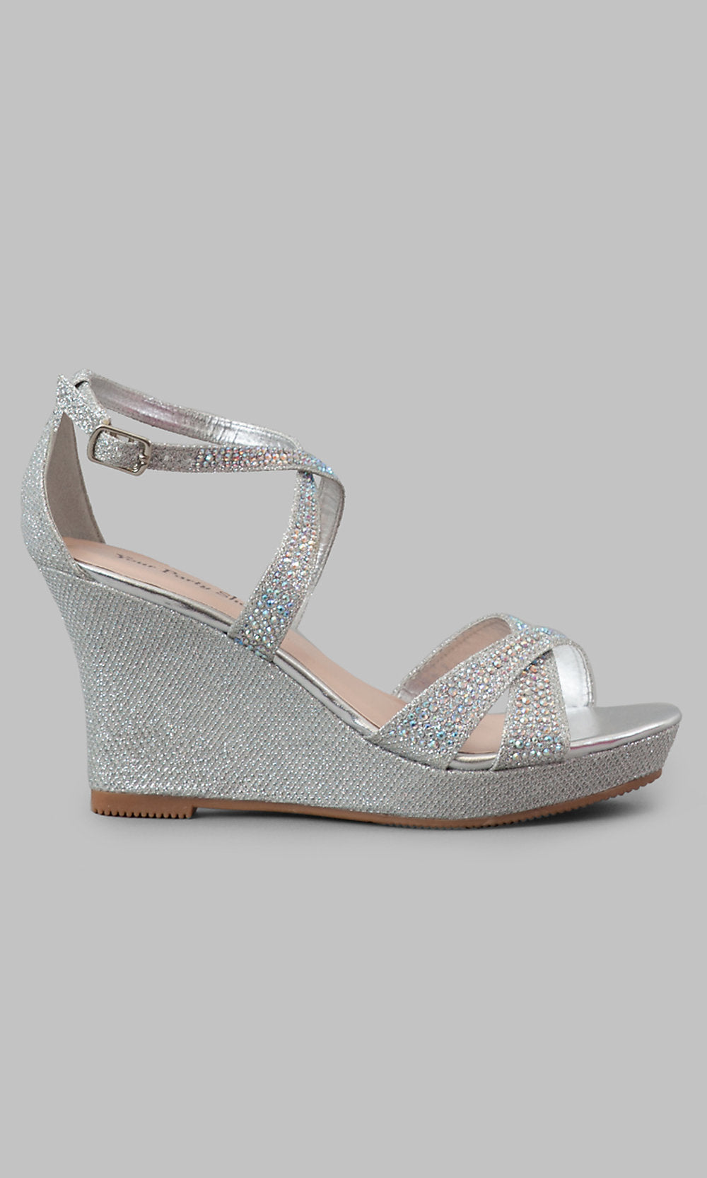 Yasmine Silver Glitter Platform Heels | XY London
