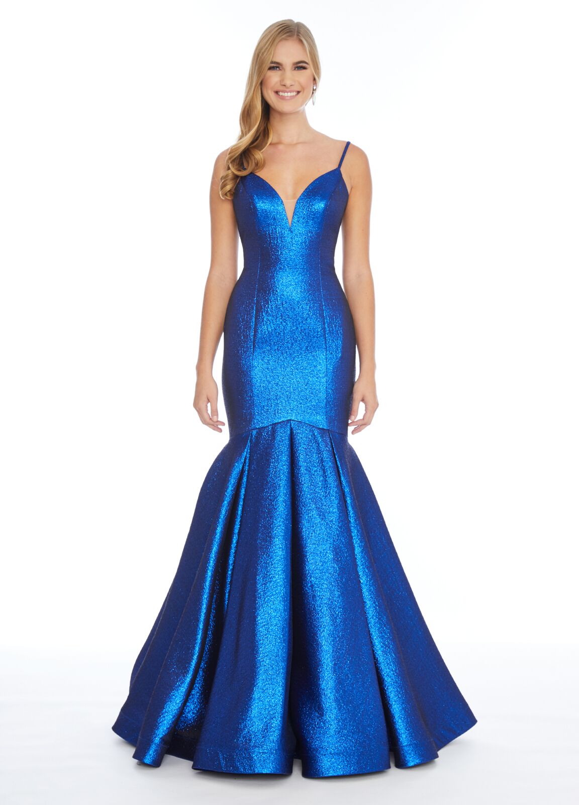 Ashley Lauren 1860 Royal Blue size 10 metallic mermaid prom dress Pageant Gown