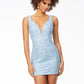 Ashley Lauren 4557 size 2 Lilac Short Homecoming Dress Sequins V Neckline Corset