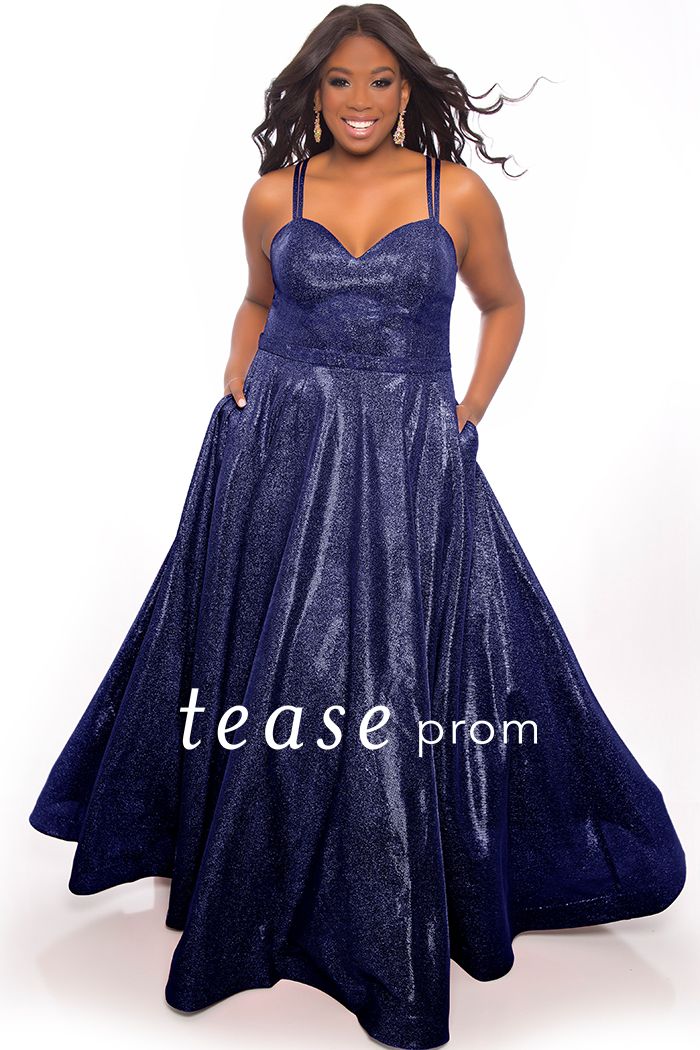 Tease Prom TE2020 size 18 Purple shimmer a line prom dress plus sized shimmer A line. 