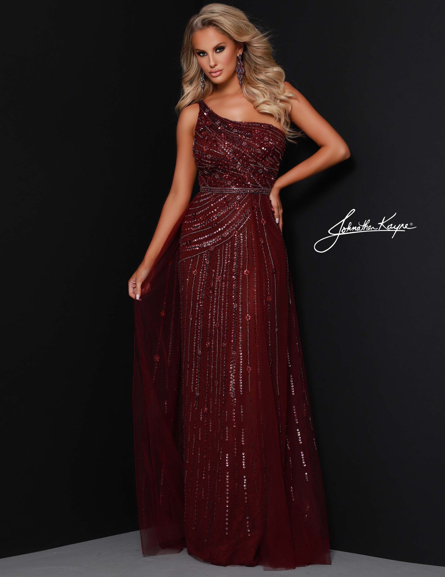Johnathan Kayne 2416 Size 12 Periwinkle Long One shoulder Formal Embellished Prom Dress