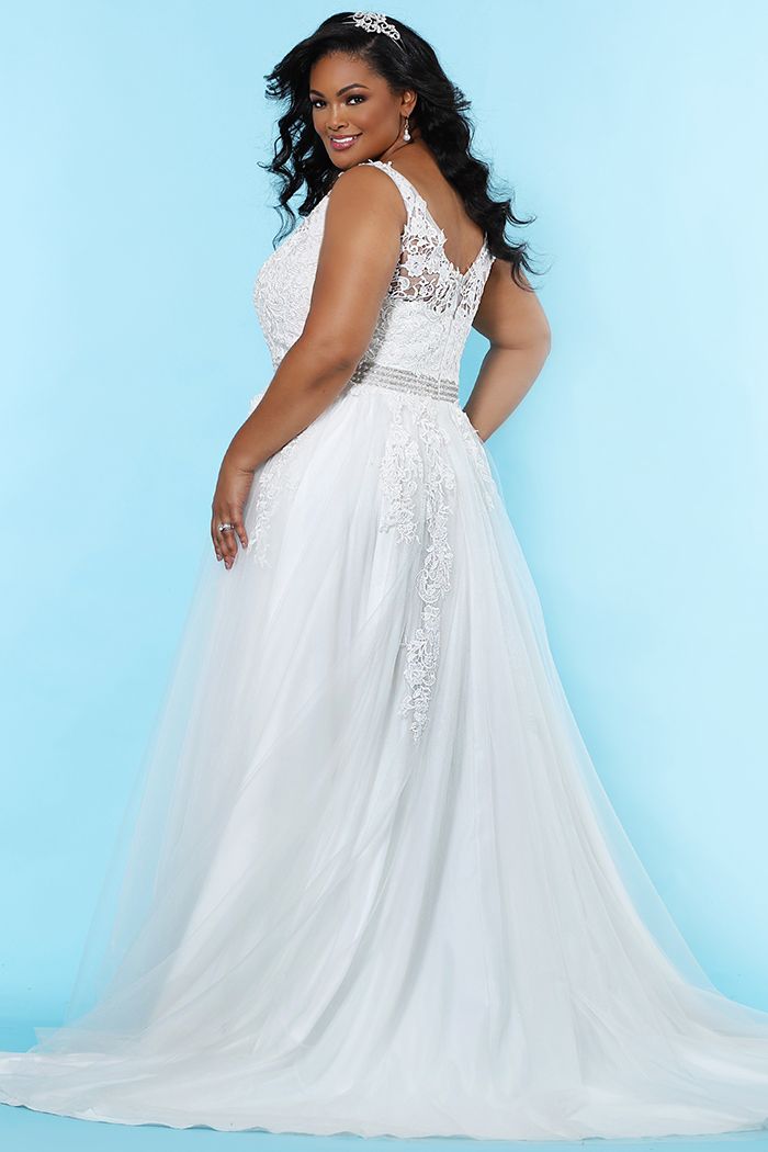 Sydney's Closet SC5230 floral lace embroidered plus sized wedding dress SC5230 Kelly Anne